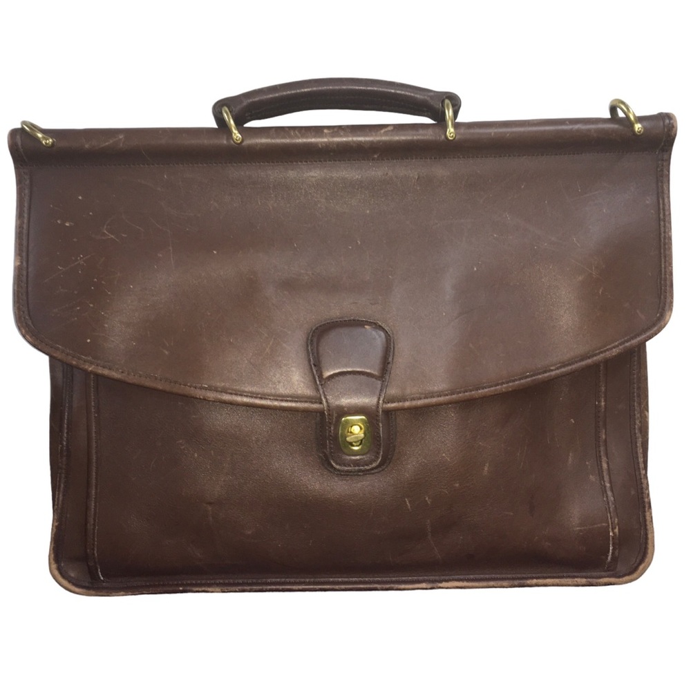 Vintage Coach Beckman Brown Leather Briefcase Satchel Bag